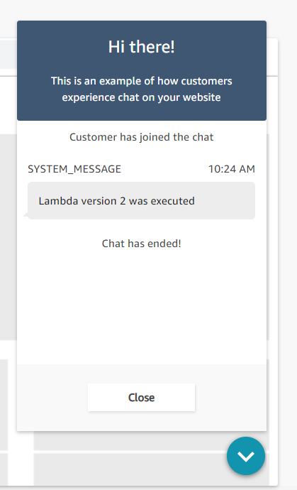 The test chat interface showing a new version of the function was executed.