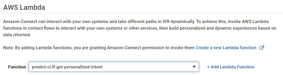 Associate Lambda with Connect