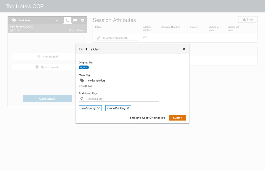 Figure 4: Setting call disposition. The main tag is auto-populated and the agent can add additional tags.