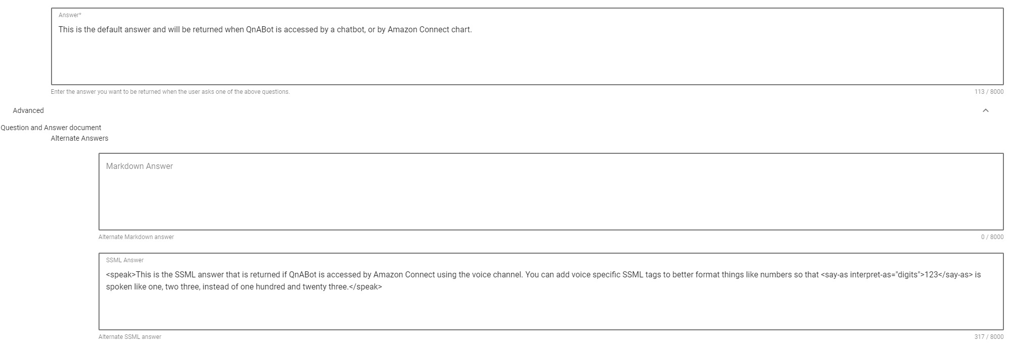 Configuring voice specific responses