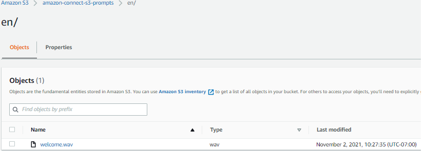 S3 bucket with recordings in en folder