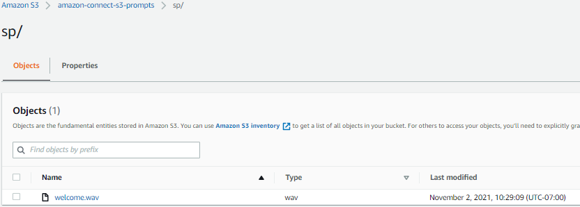 S3 bucket with recordings in sp folder