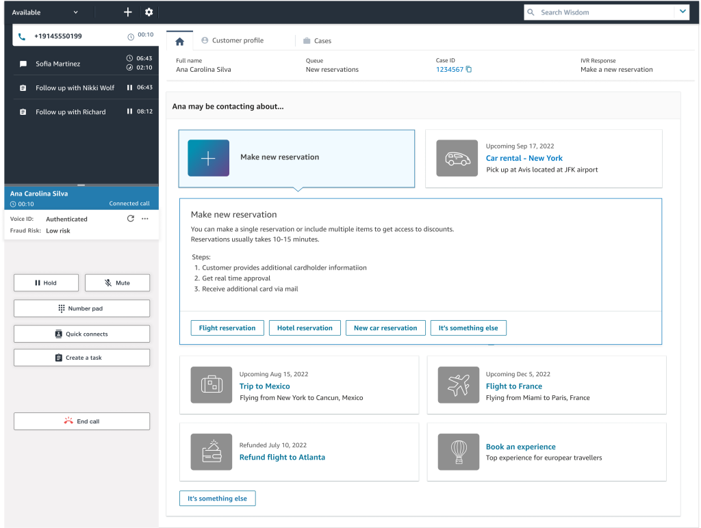 Image of an example step-by-step guide for the Amazon Connect agent workspace