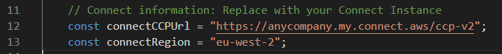 Figure 4. Amazon Connect instance parameters.