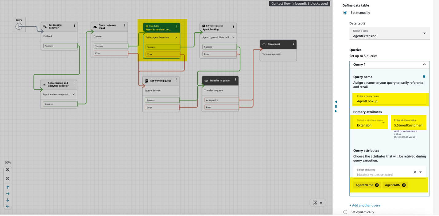 Data Tables - Contact Flow 1