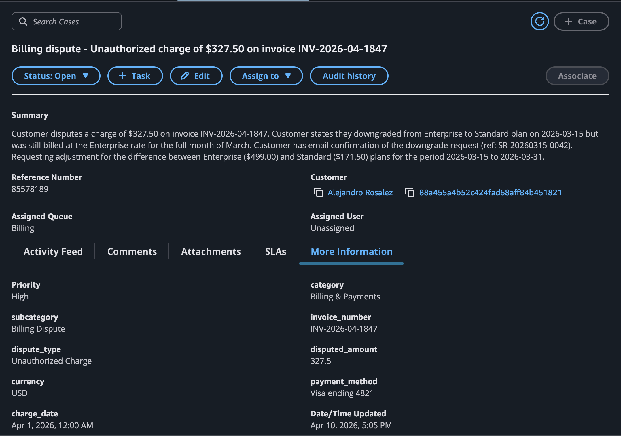 What is a case in Amazon Connect