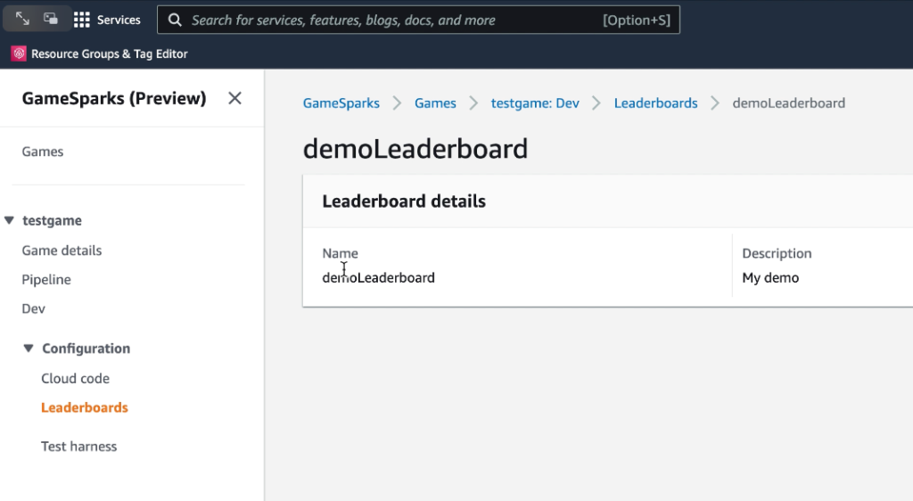 Leaderboards in the GameSparks console