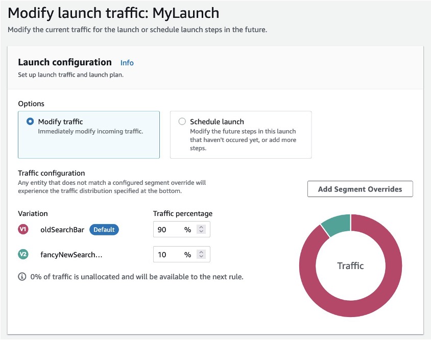 Adjusting the traffic percentage of an Evidently launch