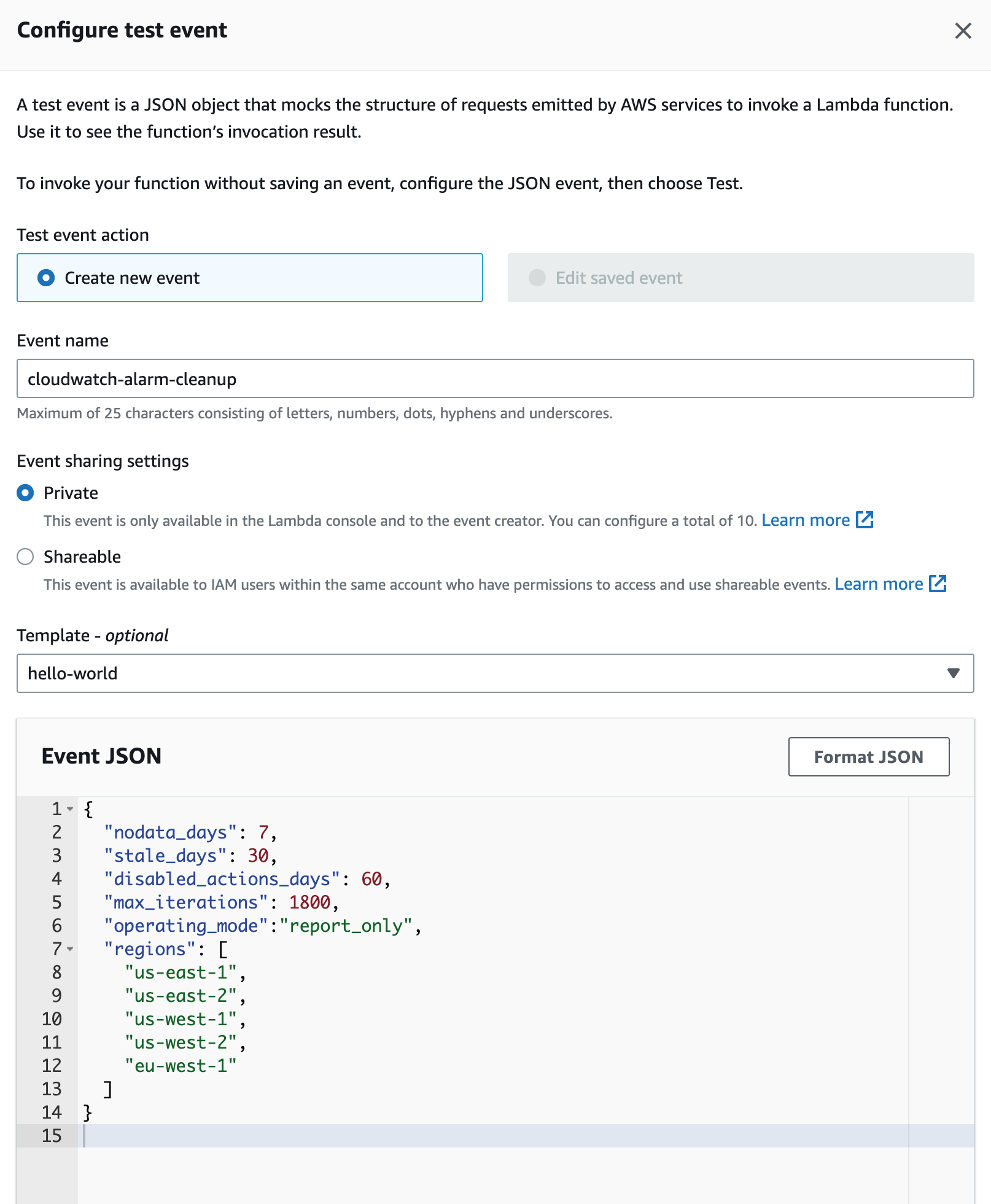 Lambda function input json