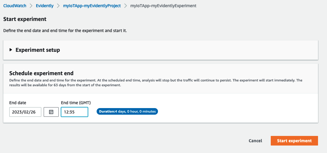 Setting the Evidently experiment schedule end date