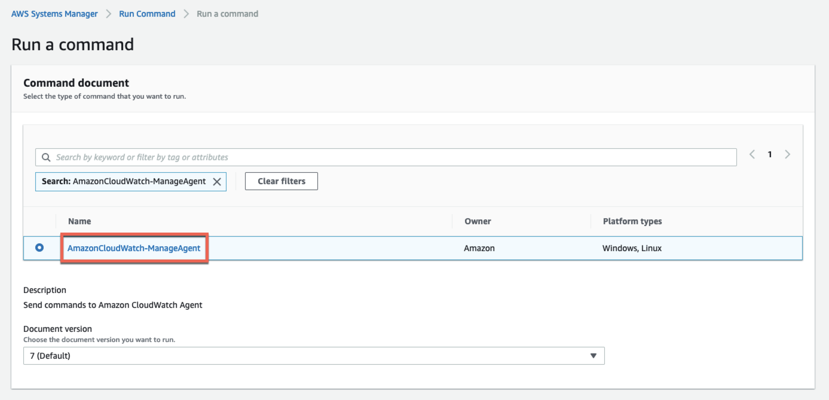 AWS SSM Run command