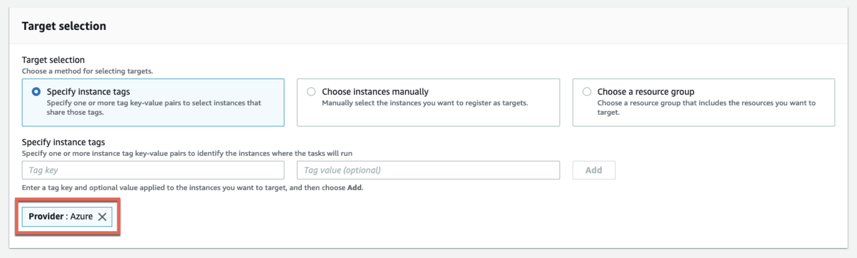 Managed instance target selection