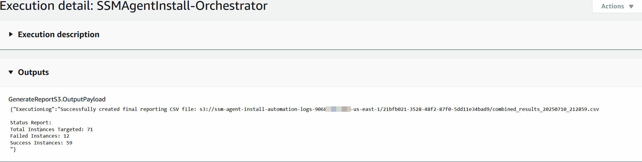 The image shows an example of the final output at the end of the Automation execution.