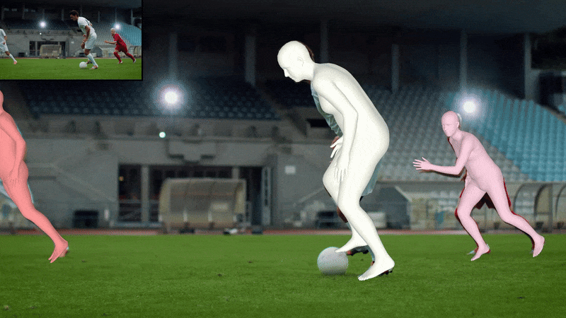 A gif of Processed video - football players 3D reconstruction