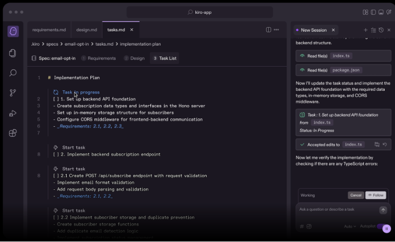 Kiro を利用している様子
