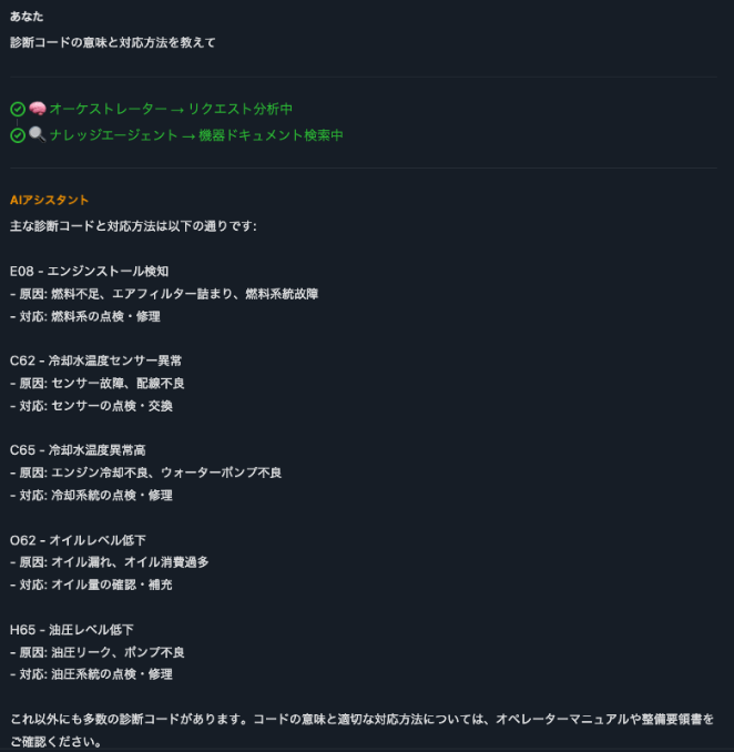AI Assistantチャット画面(2/2)