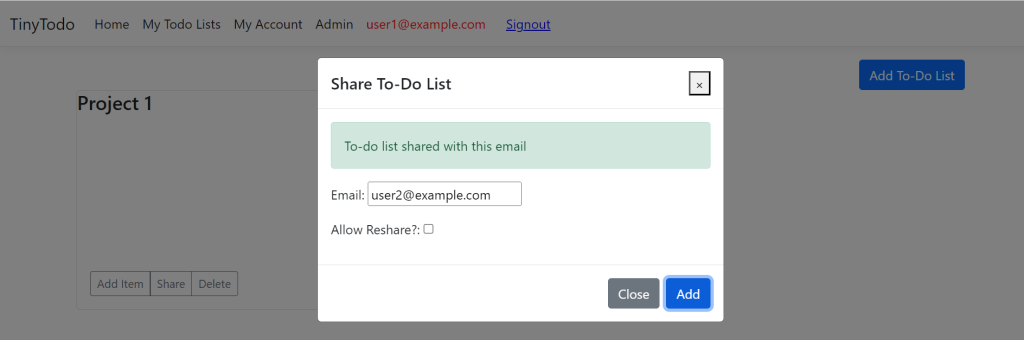 share to-do list dialog