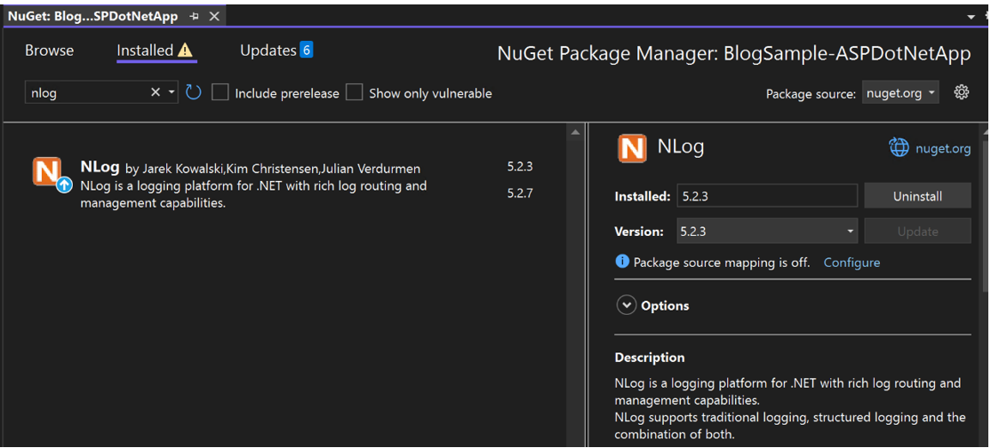 NLog NuGet package.