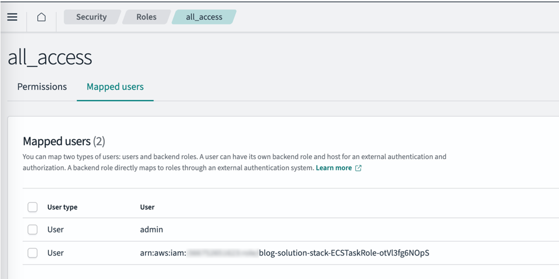 Adding the ECSTaskRoleARN to the all_access role.