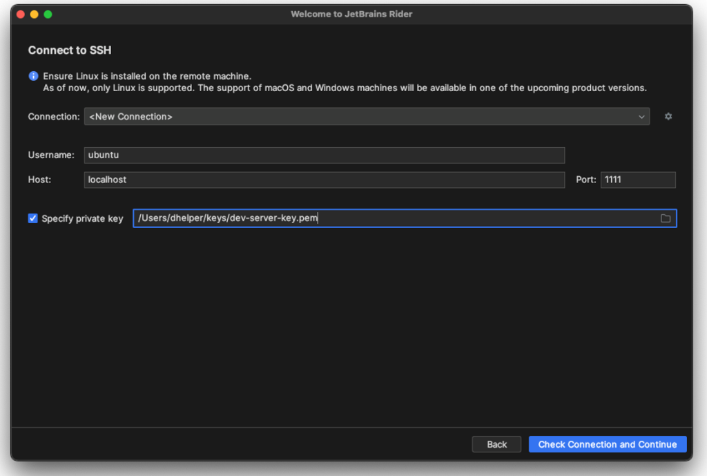 Figure 4: Configuring connection details