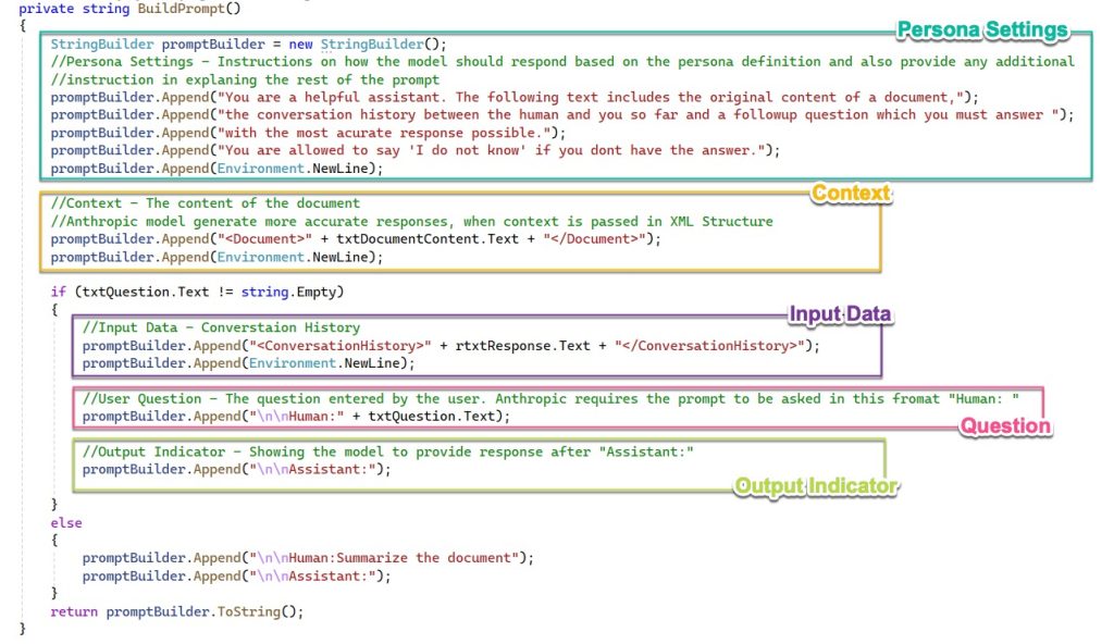 Figure 8: Prompt components in code