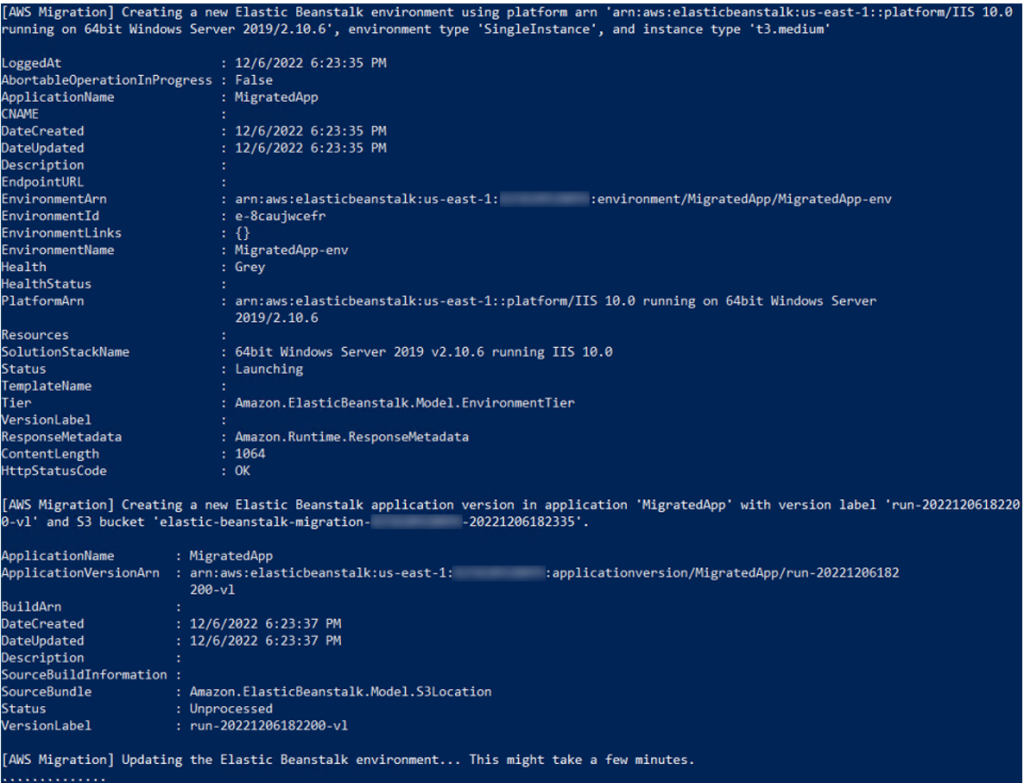 Figure 6: Migrating an ASP.NET web site to Elastic Beanstalk with the WWAMA tool