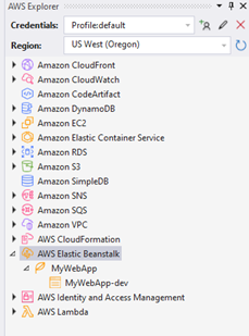 Figure 7: Elastic Beanstalk resources in AWS Explorer view