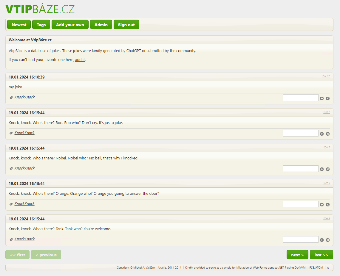 Figure 2: Home page of the VtipBaze application