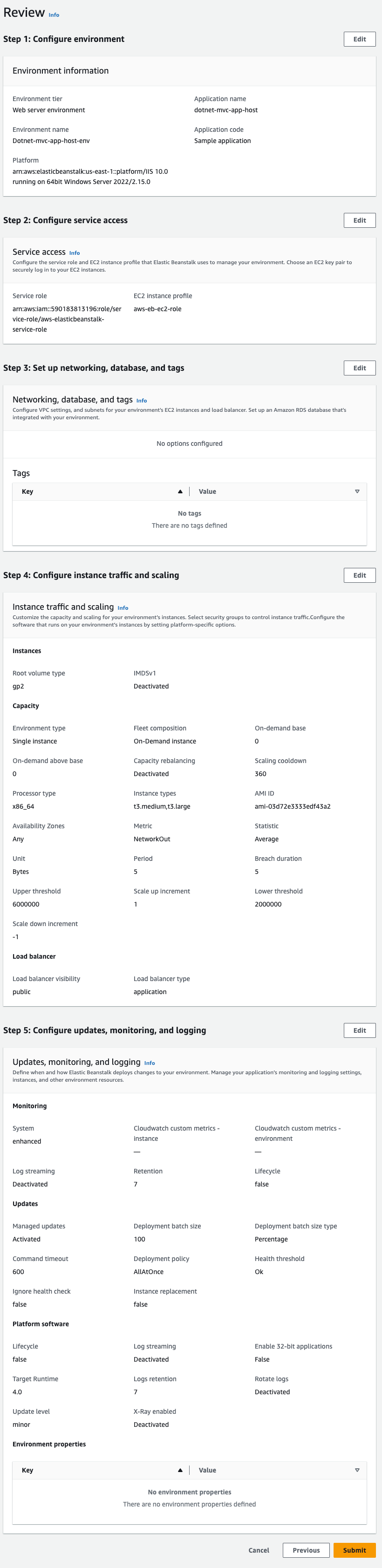 Figure 12: Review Elastic Beanstalk configuration