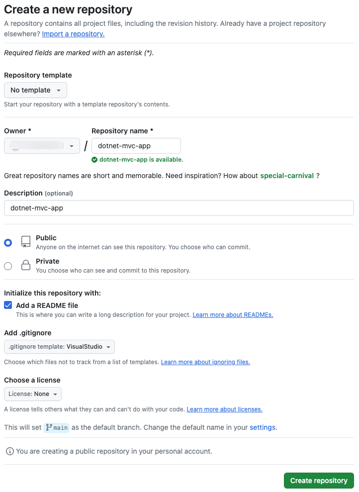 Figure 2: Create repository