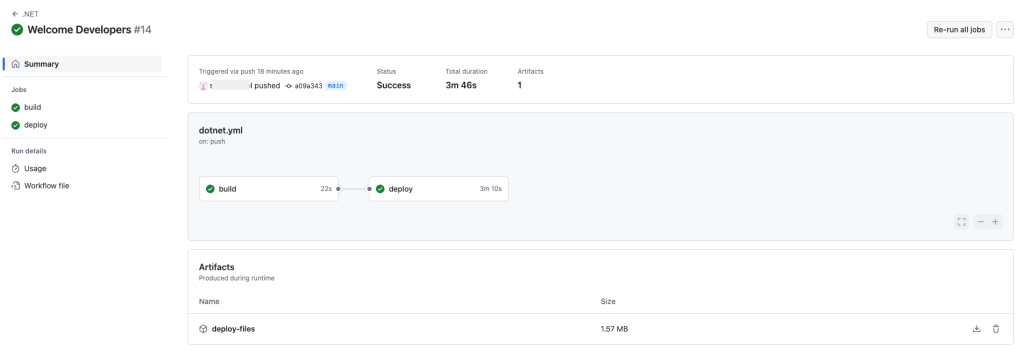 Figure 30: GitHub Actions Log