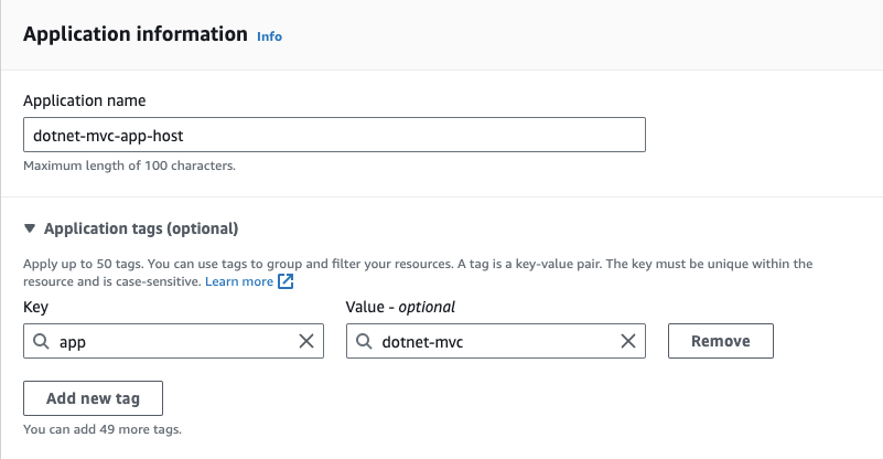 Figure 4: Application configuration