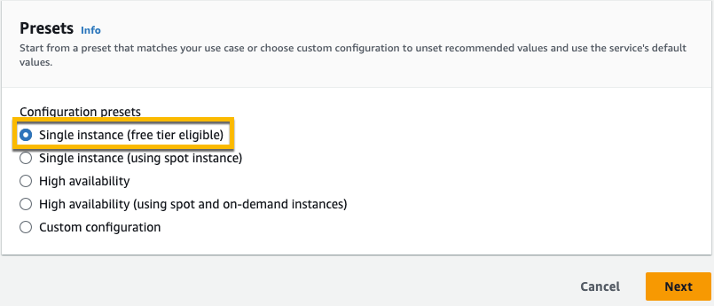 Figure 7: Preset configuration