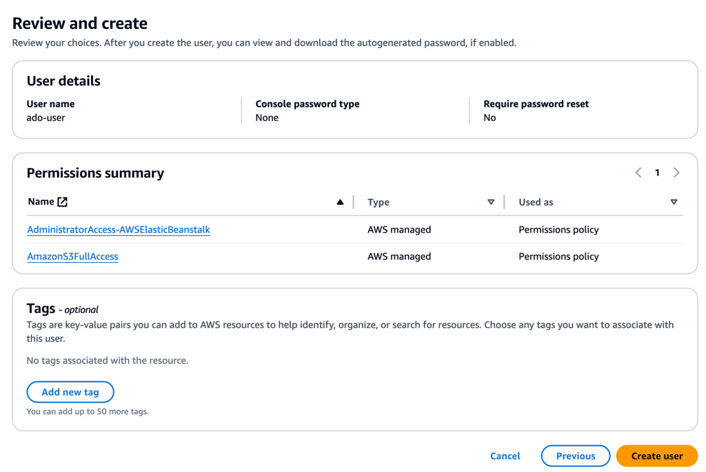 Figure 8: IAM User Role and Access