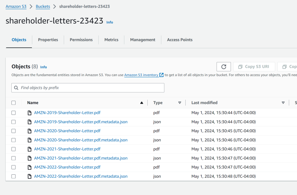 Figure 3: Data source and the metadata for the documents in the data source