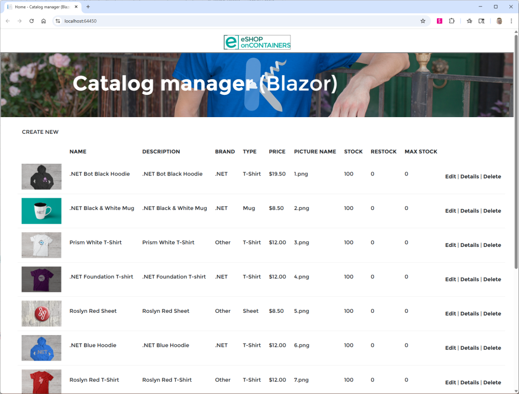 Screenshot of transformed Blazor application running in browser.
