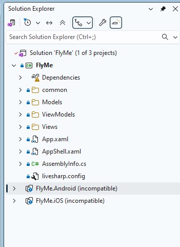 Screenshot showing Visual studio solution with platform-specific projects unloaded