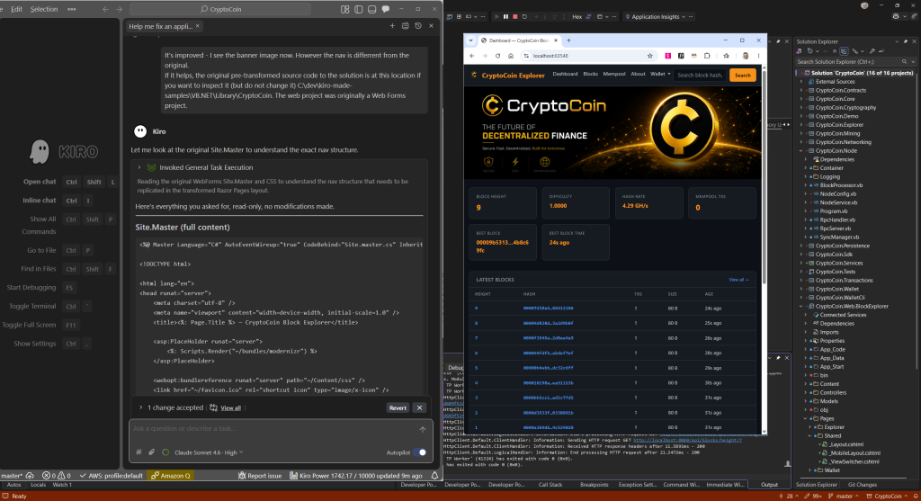 CryptoCoin Block Explorer website fully styled with banner image and correct navigation