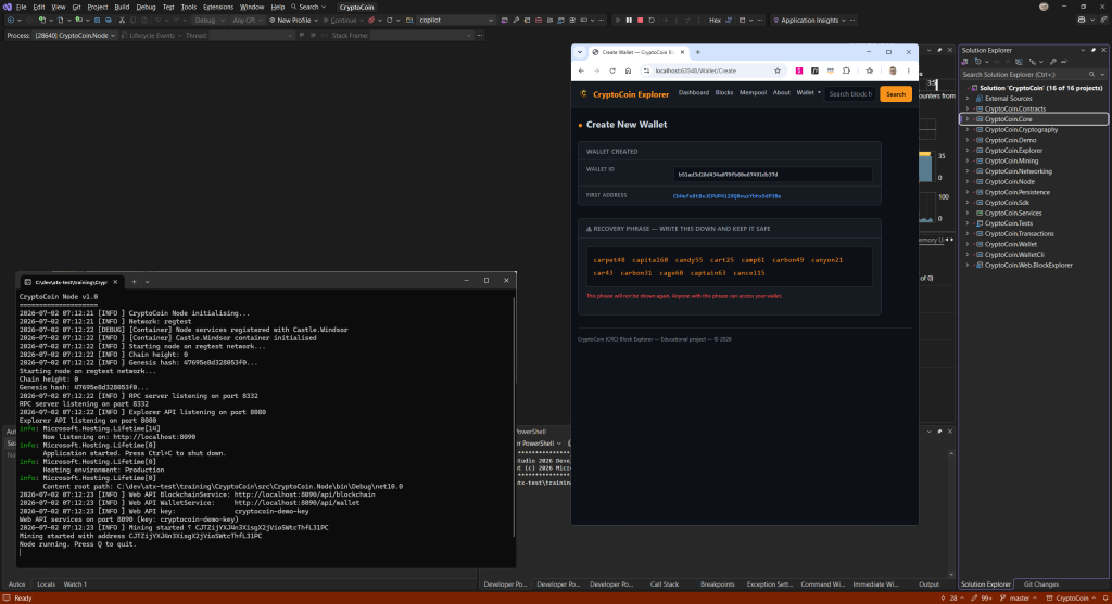 CryptoCoin website Create Wallet page working successfully after Kiro port fixes