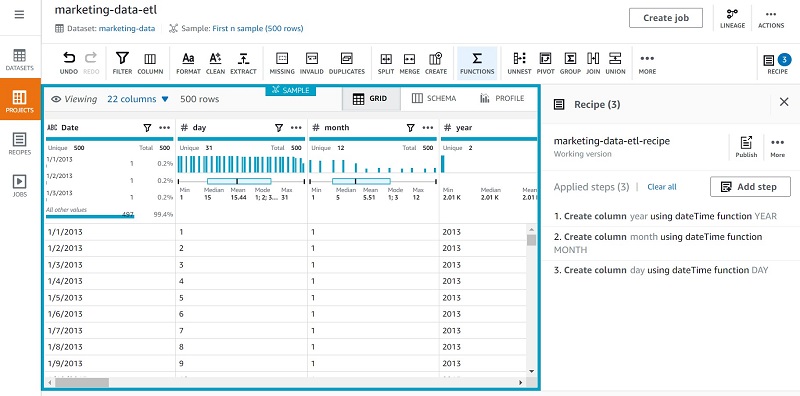 Repeat these steps to create month and day columns.