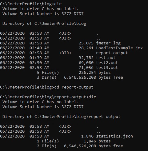 For this post, the statistical metrics captured for the test run are located in a JSON file inside the report-output directory.