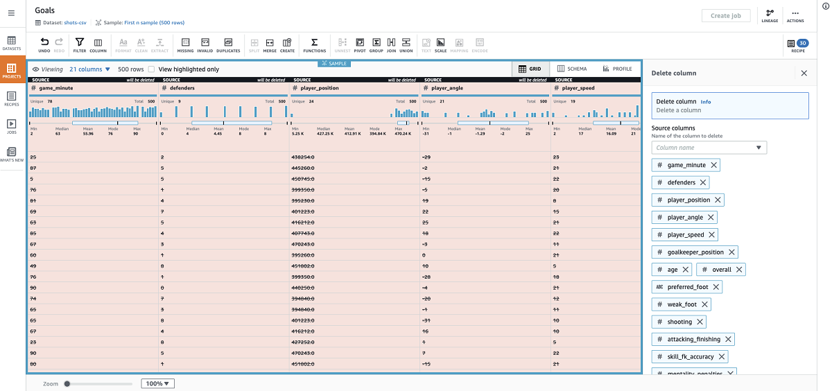 Now that I have the normalized columns, I can delete all their source columns.