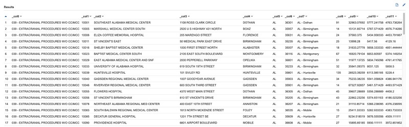 The following screenshot shows the data file when queried from Amazon Athena