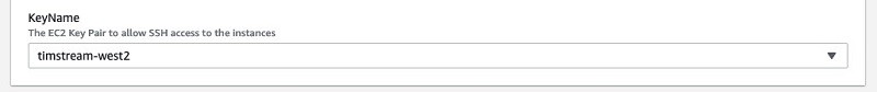 For KeyName, choose an EC2 key pair that may be used to connect to the instance.