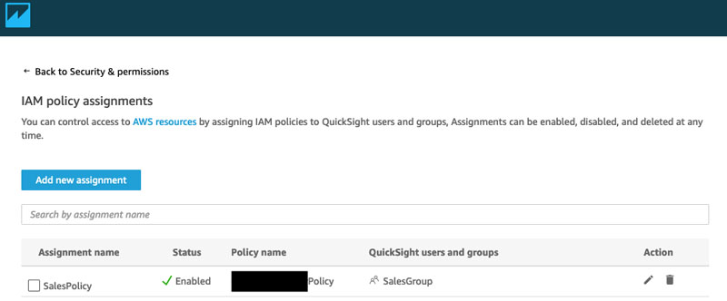 use the QuickSight console to assign an IAM policy to the group