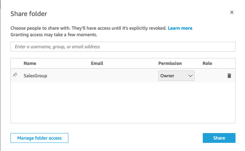 Shared folder access and permissions