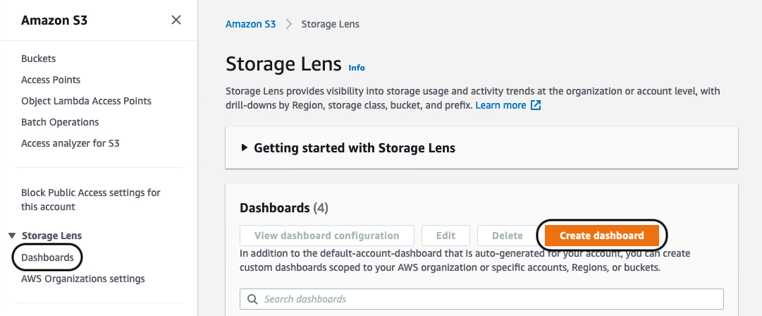 Create S3 Storage Dashboard