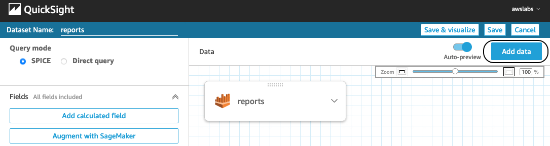 QuickSight add external data