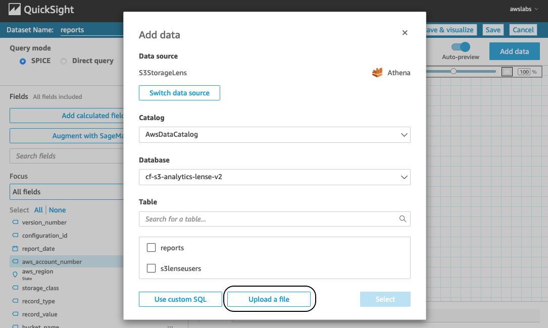 QuickSight Upload External File