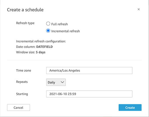 Import fails using SPICE because dataset is too large. How can I limit  dataset size and then incrementally import rows every hour? - Question &  Answer -  QuickSight Community